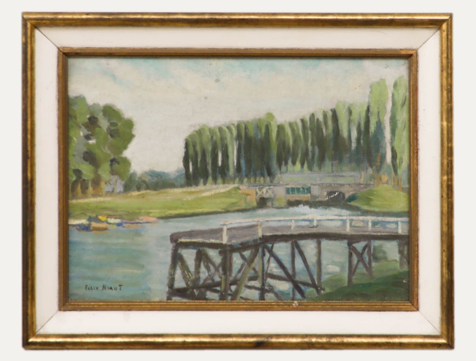 Félix Niaut (1895 1988) French School Mid 20th Century Oil, The Pontoon