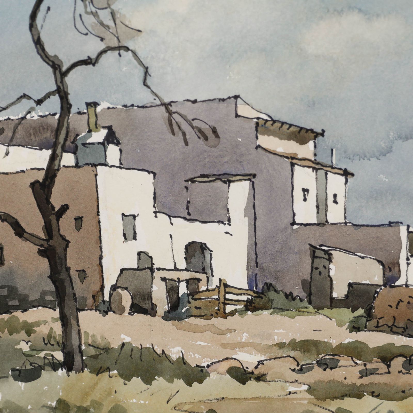 Edward Albert Hickling (1913 1998) Watercolour, View Of The Villa photo Art