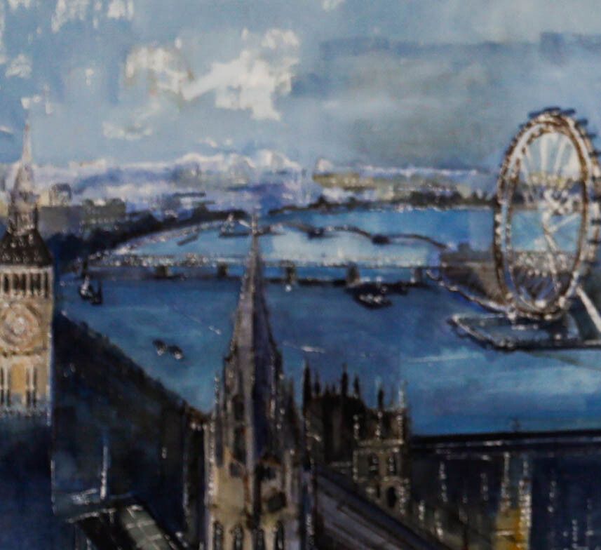 Diana Boyd Framed Contemporary Watercolour, London Landmarks From Westminster photo furniture