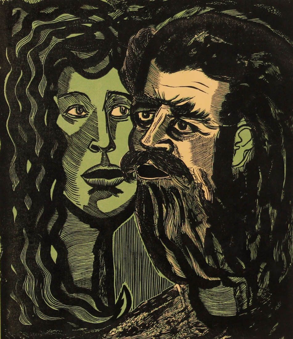David Bethel (1923 2006) Mid 20th Century Linoprint, John And Salome