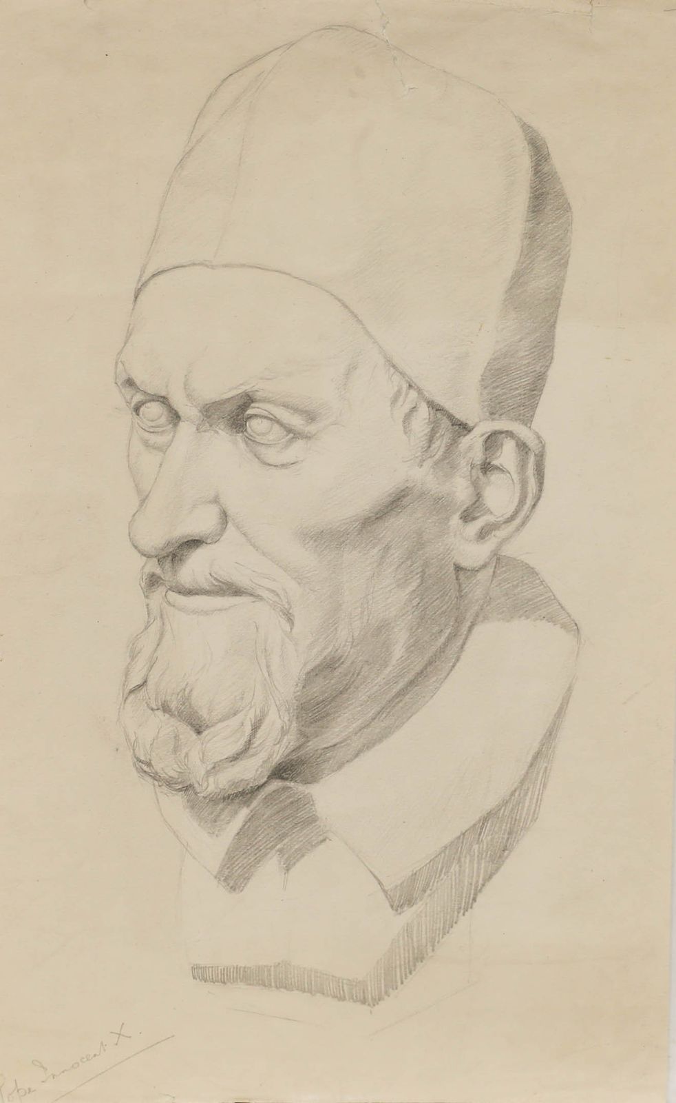 William Kerry Early 20th Century Graphite Drawing, Pope Innocent X