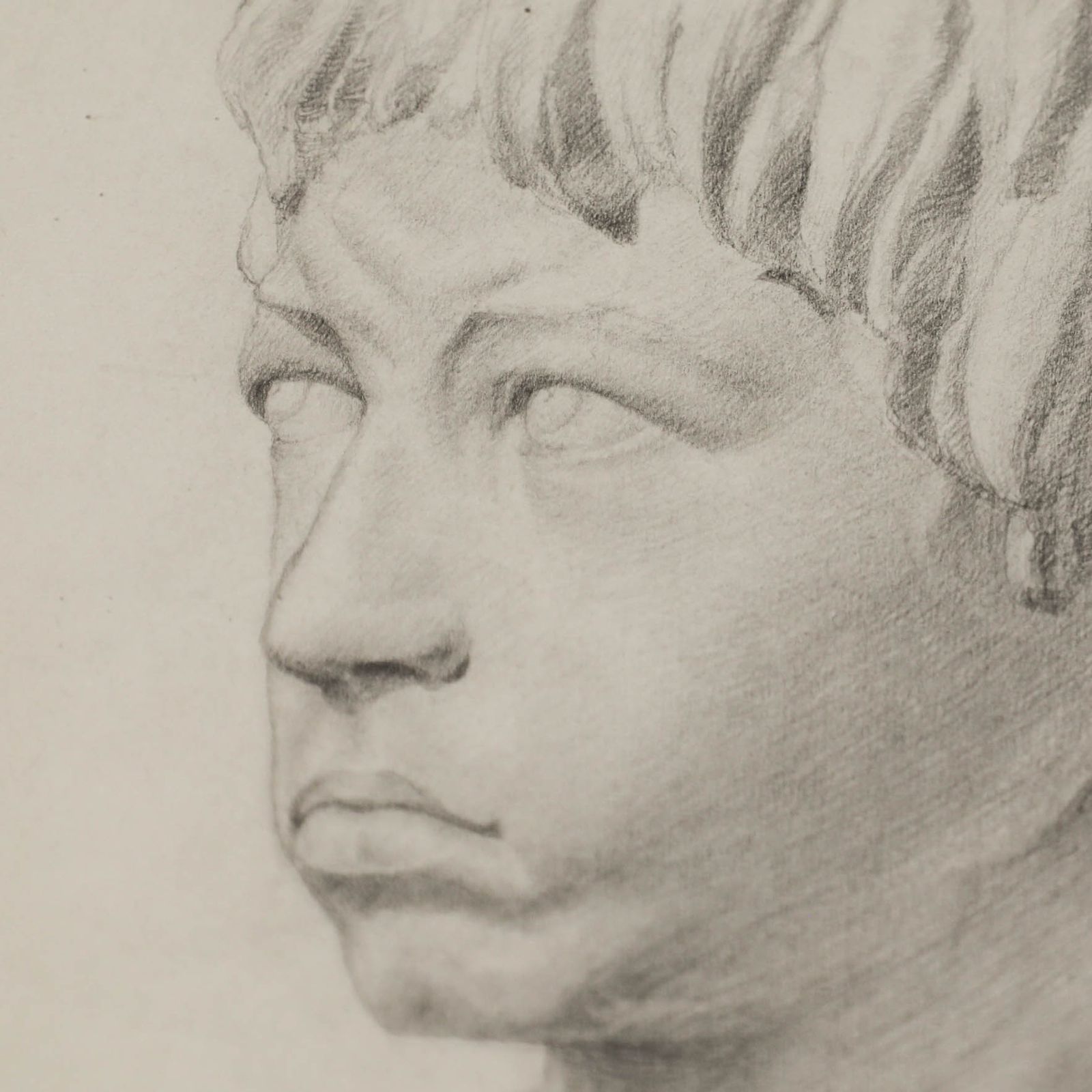 William Kerry Early 20th Century Graphite Drawing, Classical Head Study photo for sale