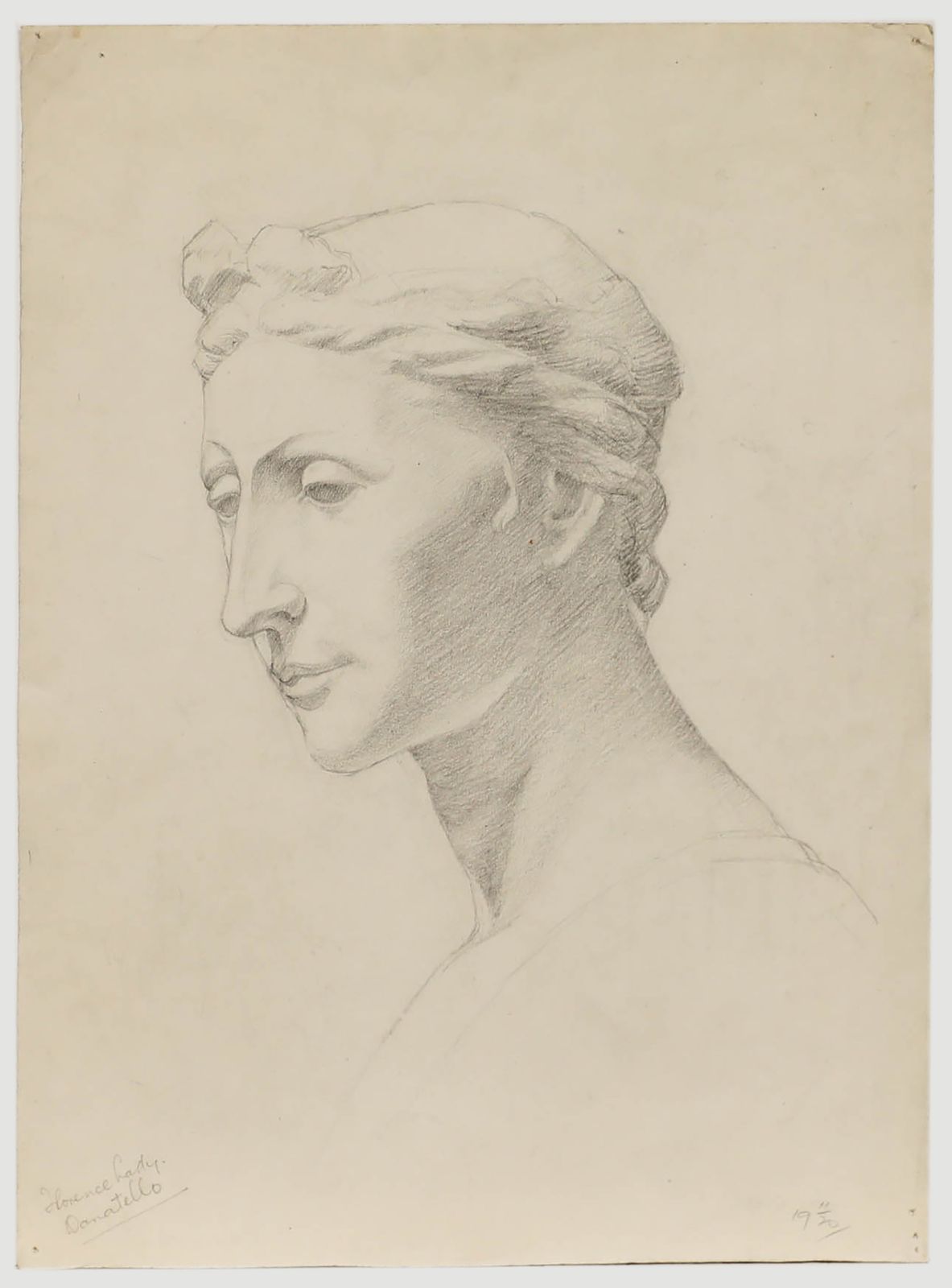 William Kerry Early 20th Century Graphite Drawing, Florence Lady, Donatello photo furniture