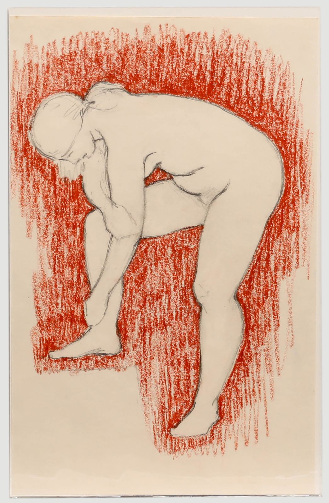 E.P. Clapholt Mid 20th Century Pastel, Nude In Red