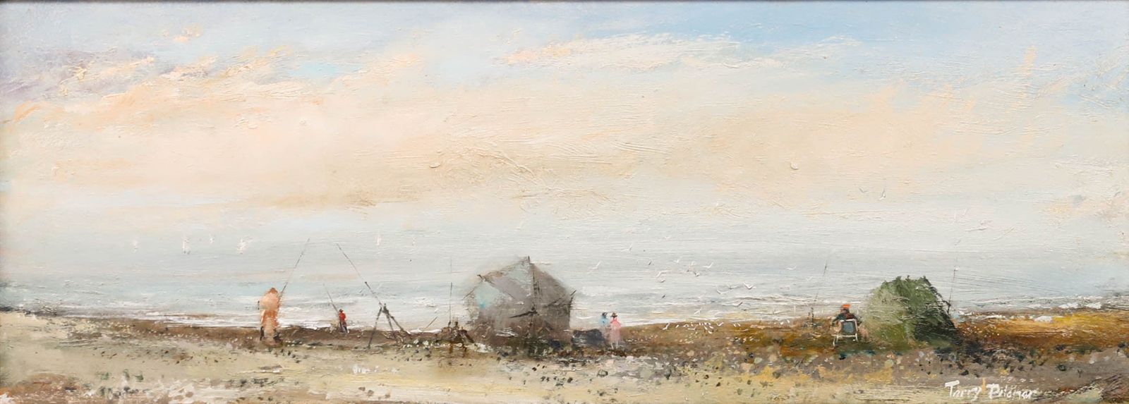 Terry Pitcher Framed 20th Century Oil, Fishermen At Blue Anchor photo furniture
