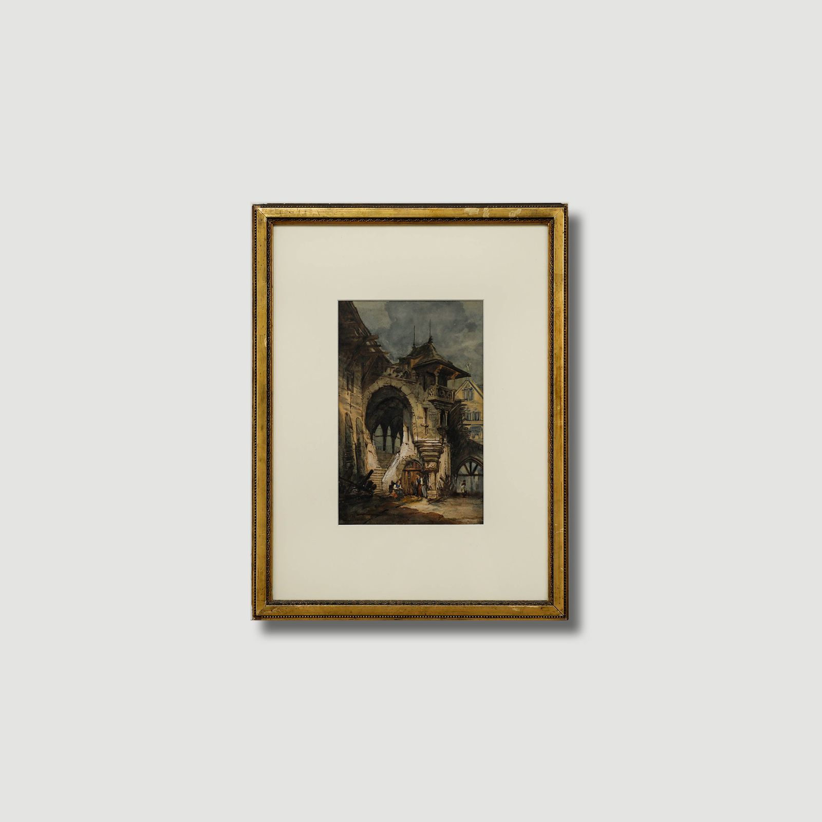 Style Of Samuel Prout 19th Century Watercolour, Beneath Stone Arches photo vinterior