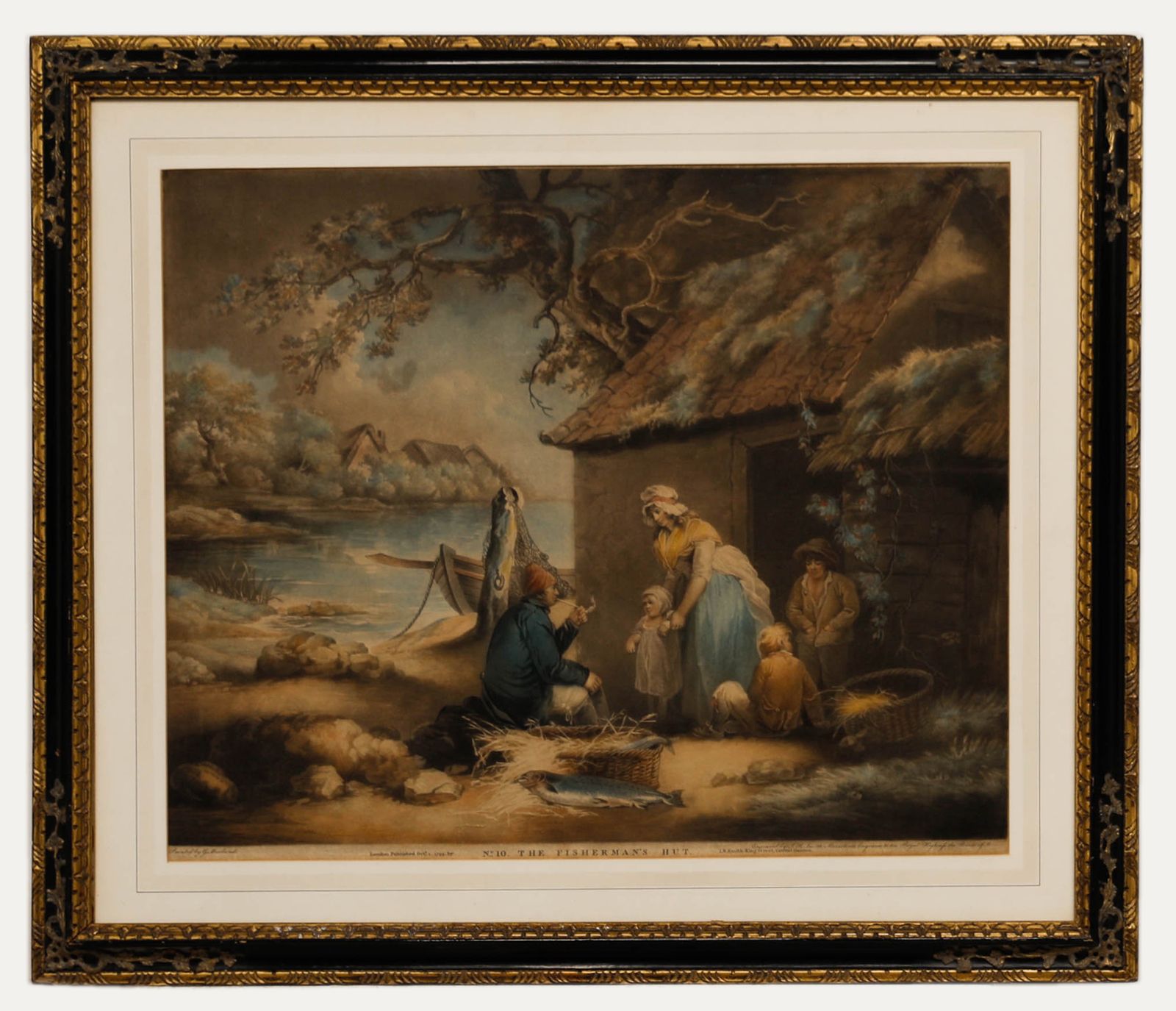 Smith After Morland 1799 Mezzotint, The Fisherman's Hut