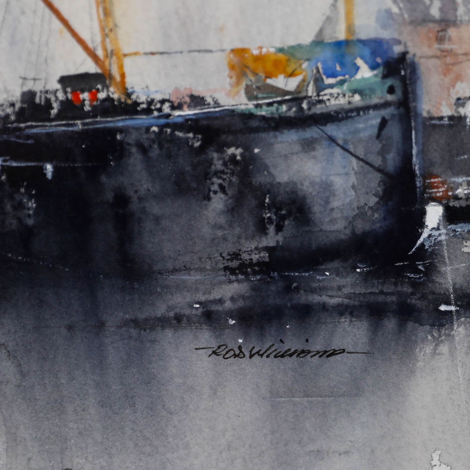 Rob Williams Framed Contemporary Watercolour, Sailing Boats In A Harbour photo vinterior