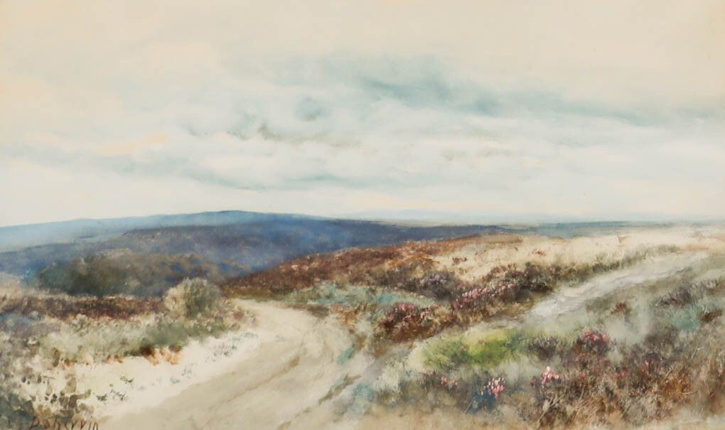 Reginald Daniel Sherrin (1891 1971) Watercolour, Moorland Track With Heather photo furniture