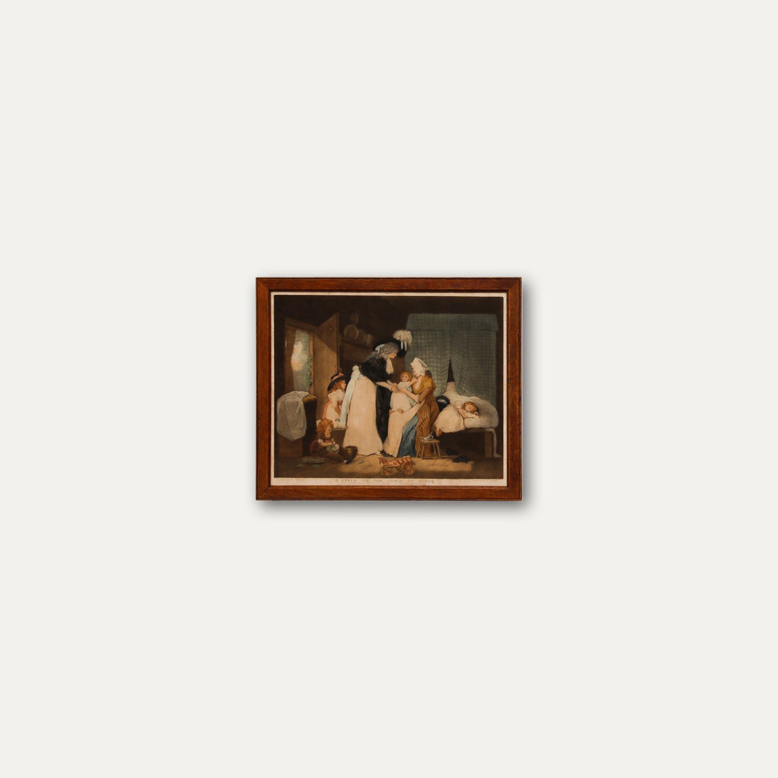 After George Morland (1763 1804) Aquatint, A Visit To The Child At Nurse photo vintage