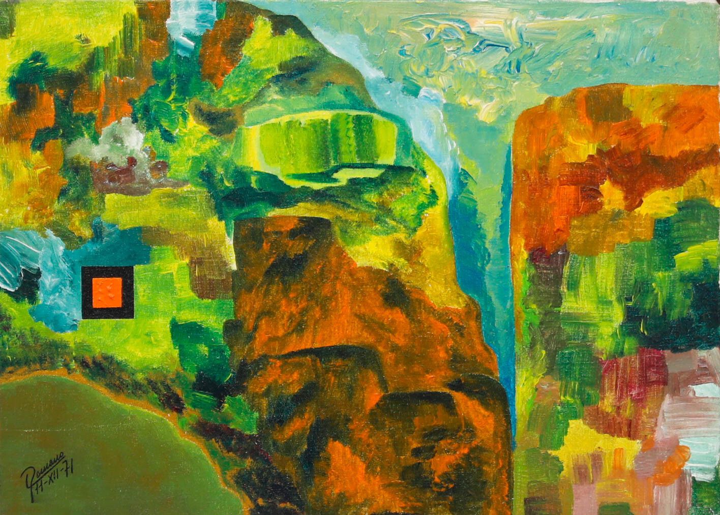 Romero Coddeta Framed 20th Century Acrylic, Landscape No.3 photo furniture