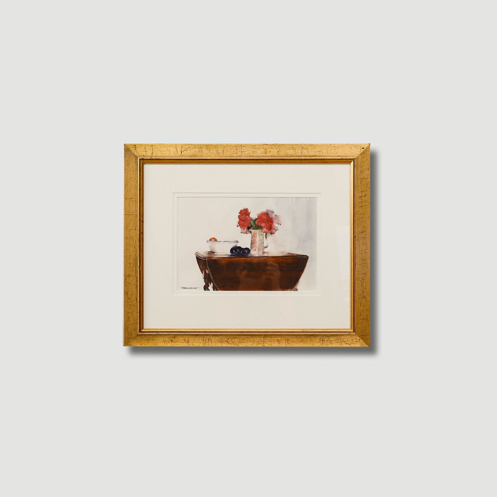 Rob Williams Contemporary Watercolour, Still Life Of Table Flowers & Fruit photo buy