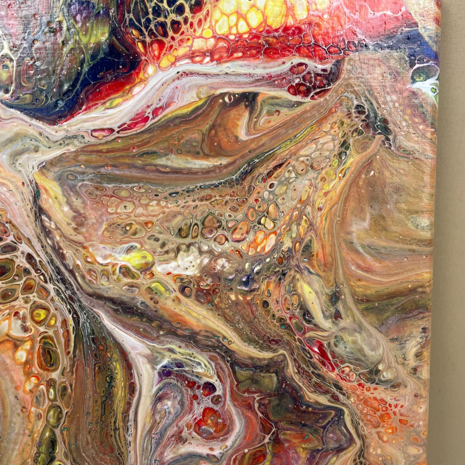 Vintage Marbled Painting Picture Original Artwork On Canvas Marble Pattern Wood Frame Painted Art Rectangle 31x22.7cm Wall Hanging Marbling photo buy