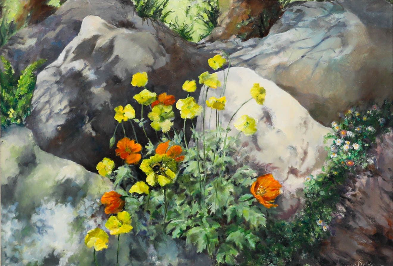 June Bevan (B.1927) 20th Century Oil, Wild Poppies At Newby Hall photo furniture