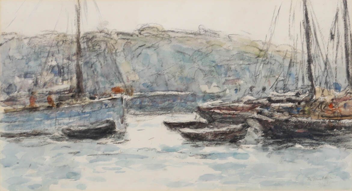 Frederick Charles Mulock (1866 1932) Framed Watercolour, Newlyn photo furniture