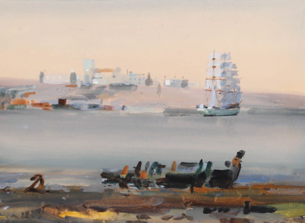 Frank Richards Rba (1863 1935) Newlyn School Watercolour, A Coastal Outlook photo furniture