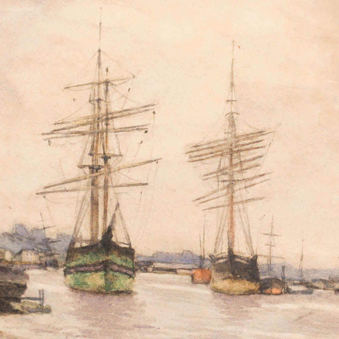 A. Mclean Framed Late 19th Century Watercolour, Moored Boats photo Art