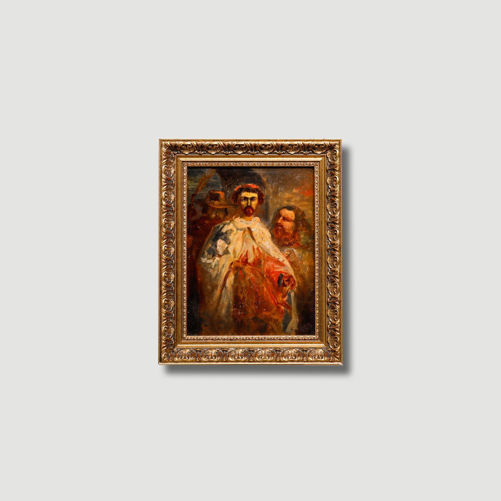 Late 19th Century Oil Clergyman With Figures photo furniture