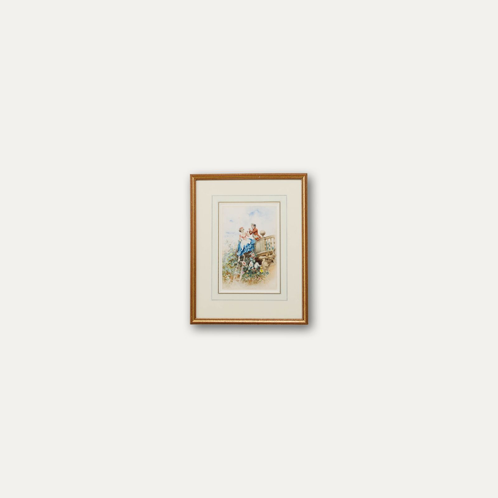 Oreste Cortazzo (1836 1910) French 19th Century Watercolour, A Garden Tryste photo vinterior