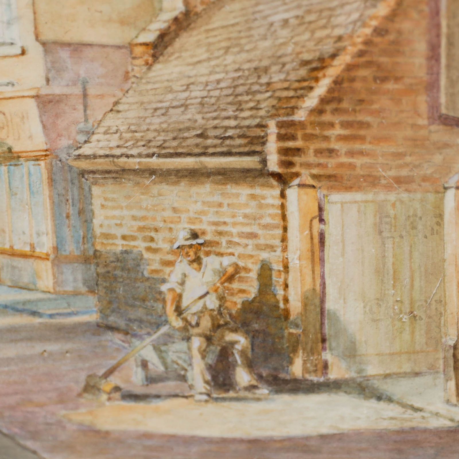 A. Greenhalgh Framed Early 20th Century Watercolour, A Street In Rayleigh photo vinterior