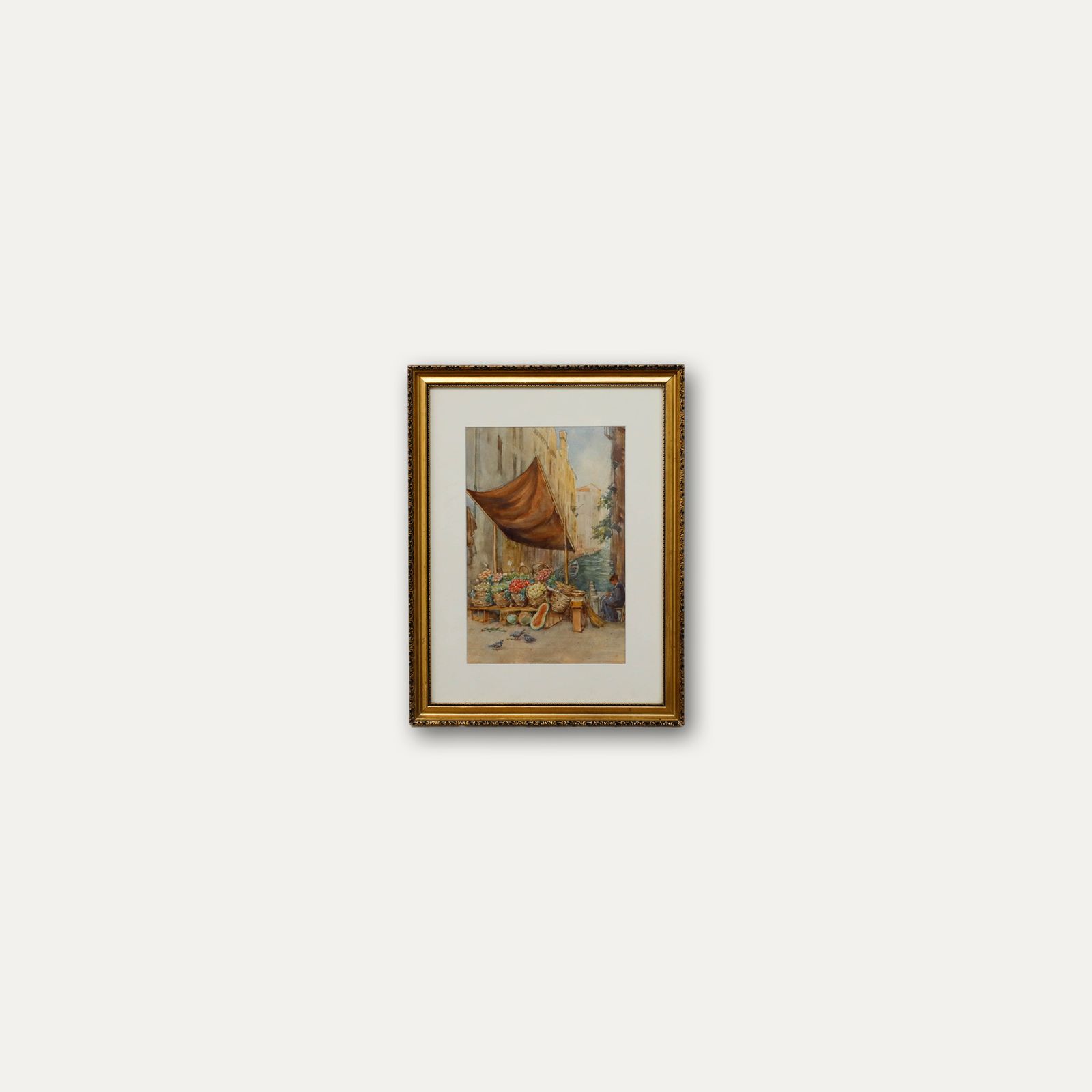 Italian School Early 20th Century Watercolour Venice Canal Market photo vinterior