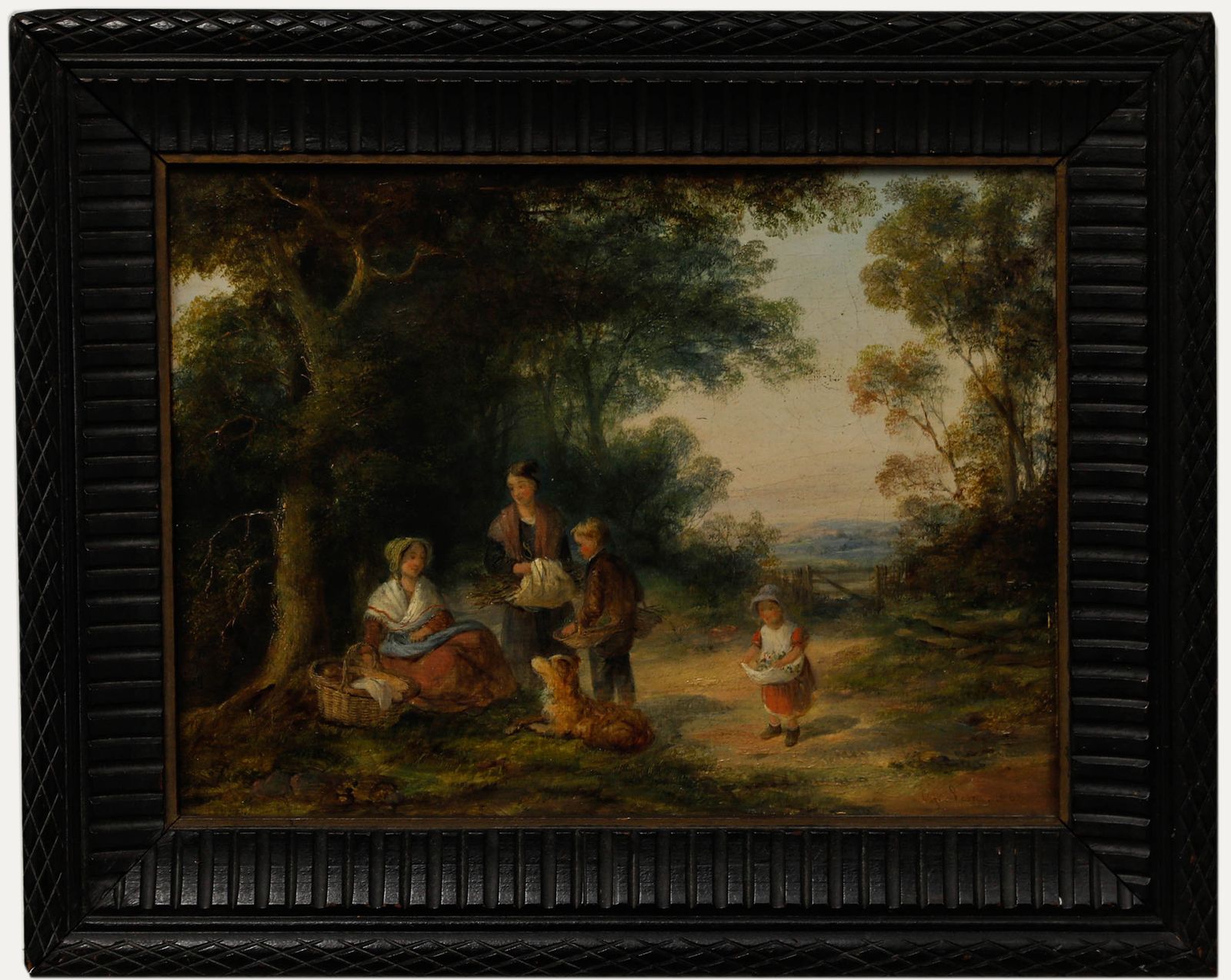 Georgina Lara (Fl.1840 1880) Framed 19th Century Oil, The Faggot Gatherers