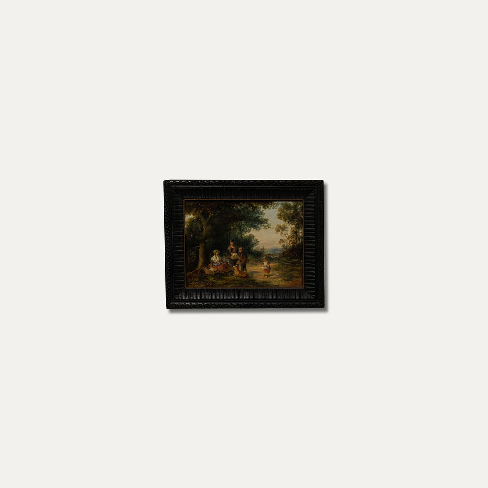 Georgina Lara (Fl.1840 1880) Framed 19th Century Oil, The Faggot Gatherers photo vintage