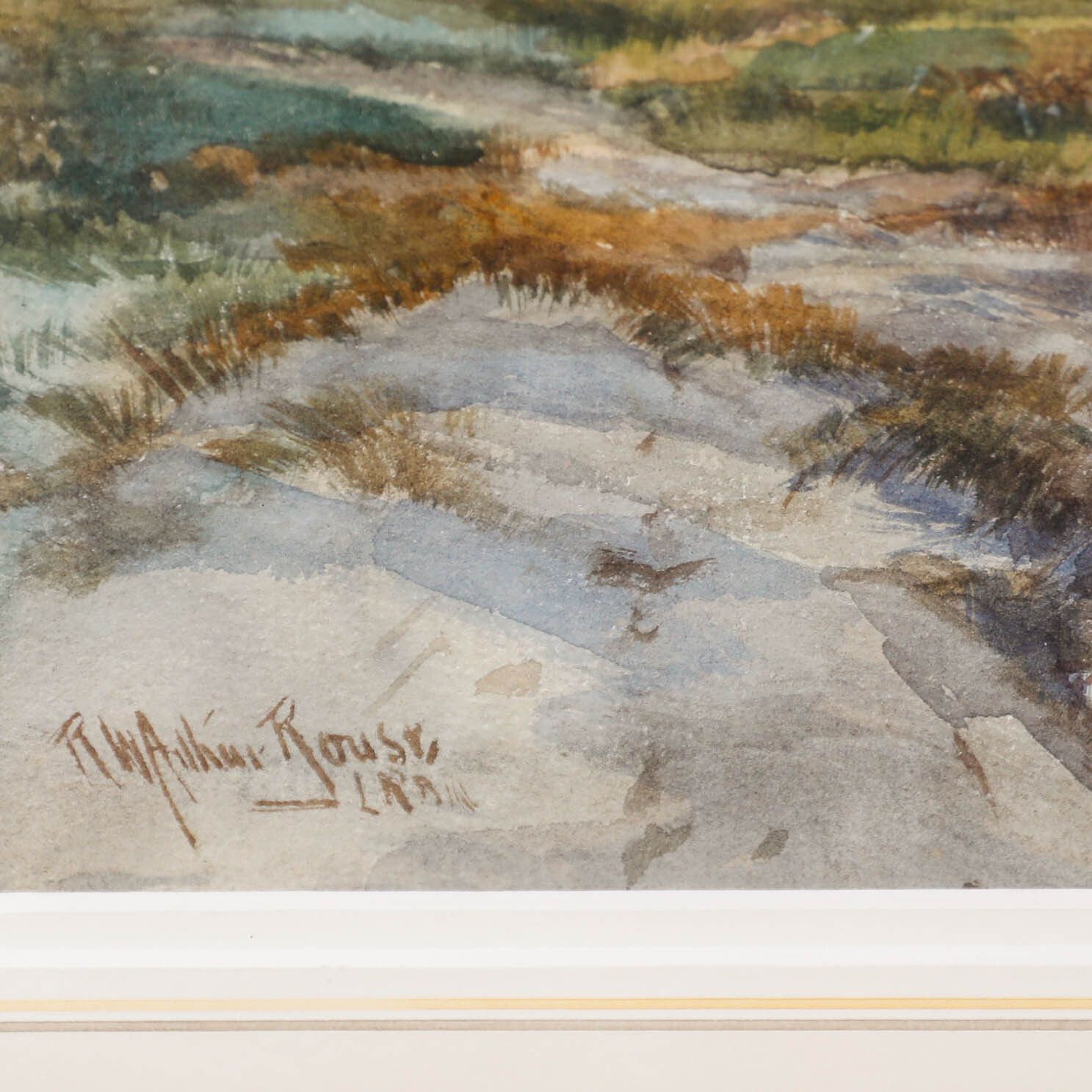 Robert William Arthur Rouse (1883 1927) Watercolour, Cattle By The River photo vintage