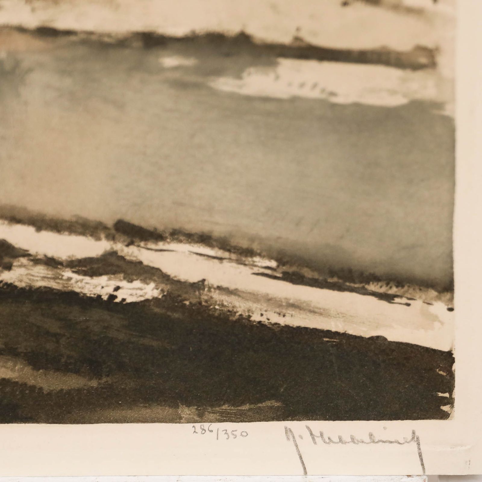 Roger Hebbelinck (1912 1987) 20th Century Aquatint, Winter Town Scene photo for sale