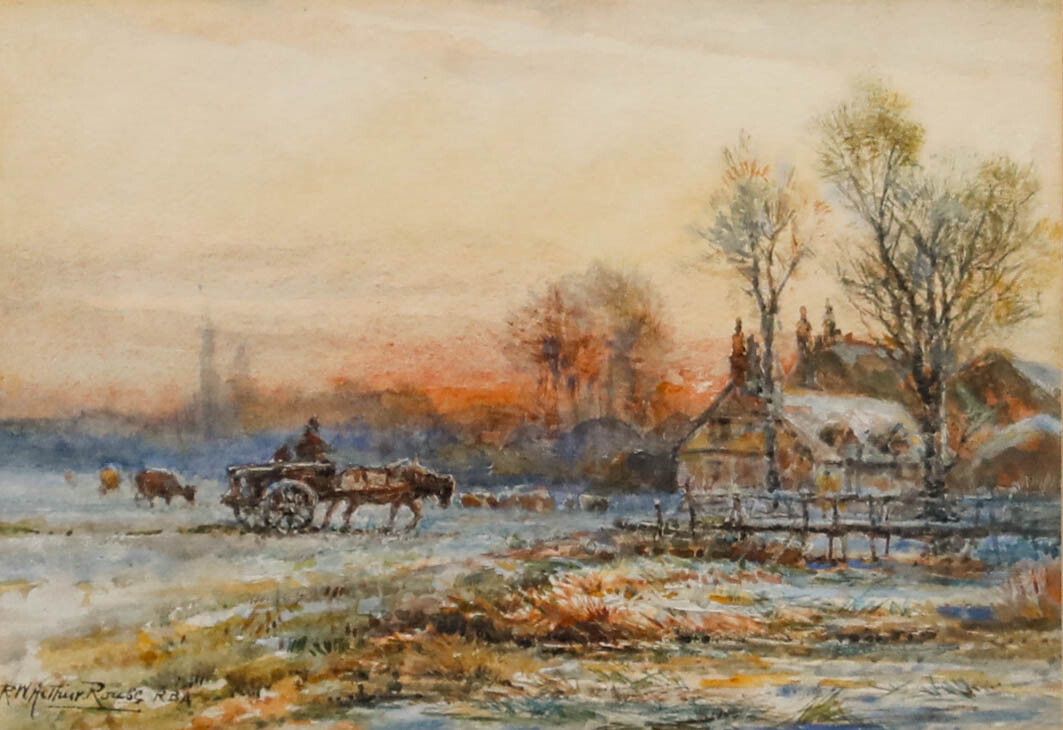 Robert William Arthur Rouse (1867 1951) Framed Watercolour, Home At Sunset photo furniture