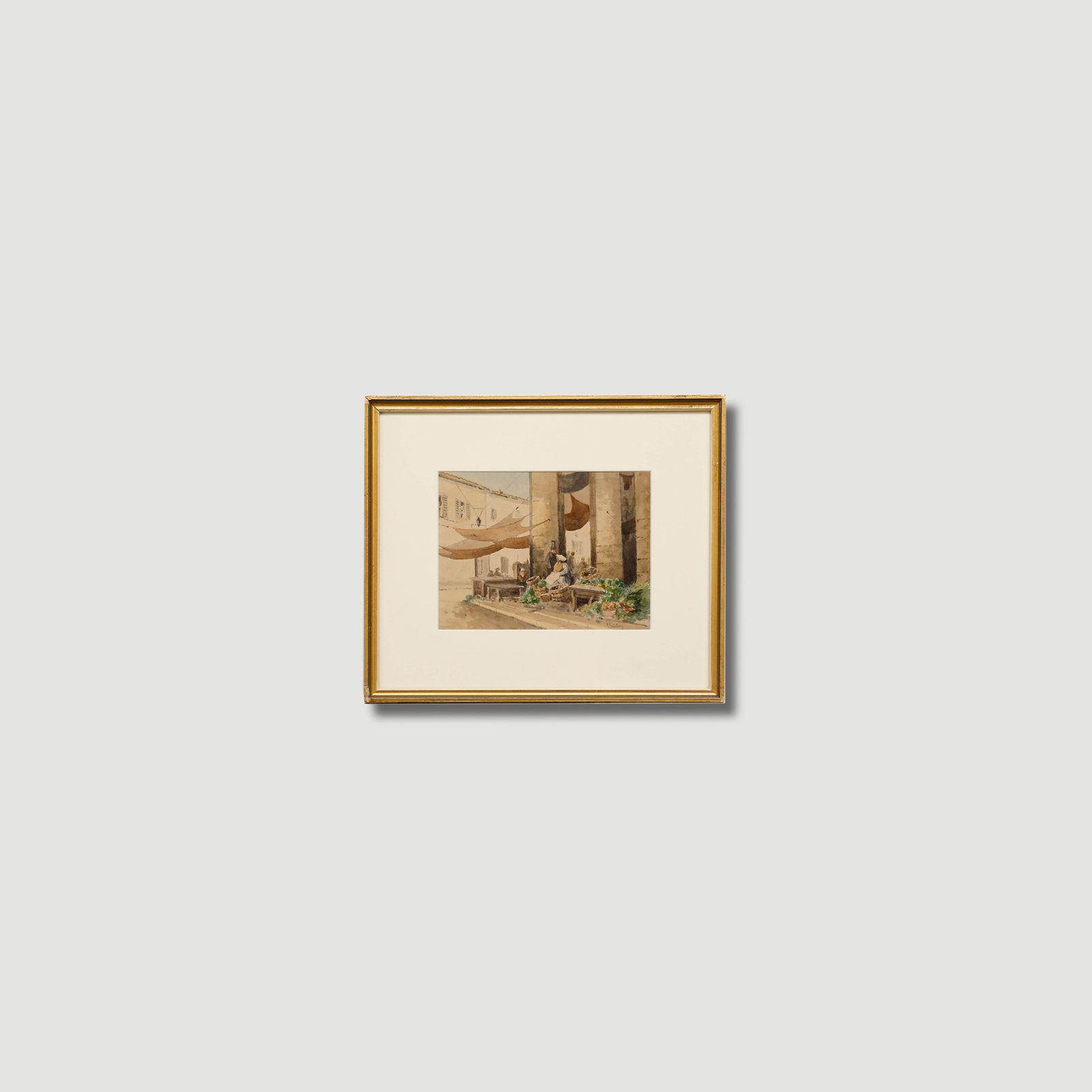 P. Baynon Framed Late 19th Century Watercolour, Preparing Produce For Market photo buy