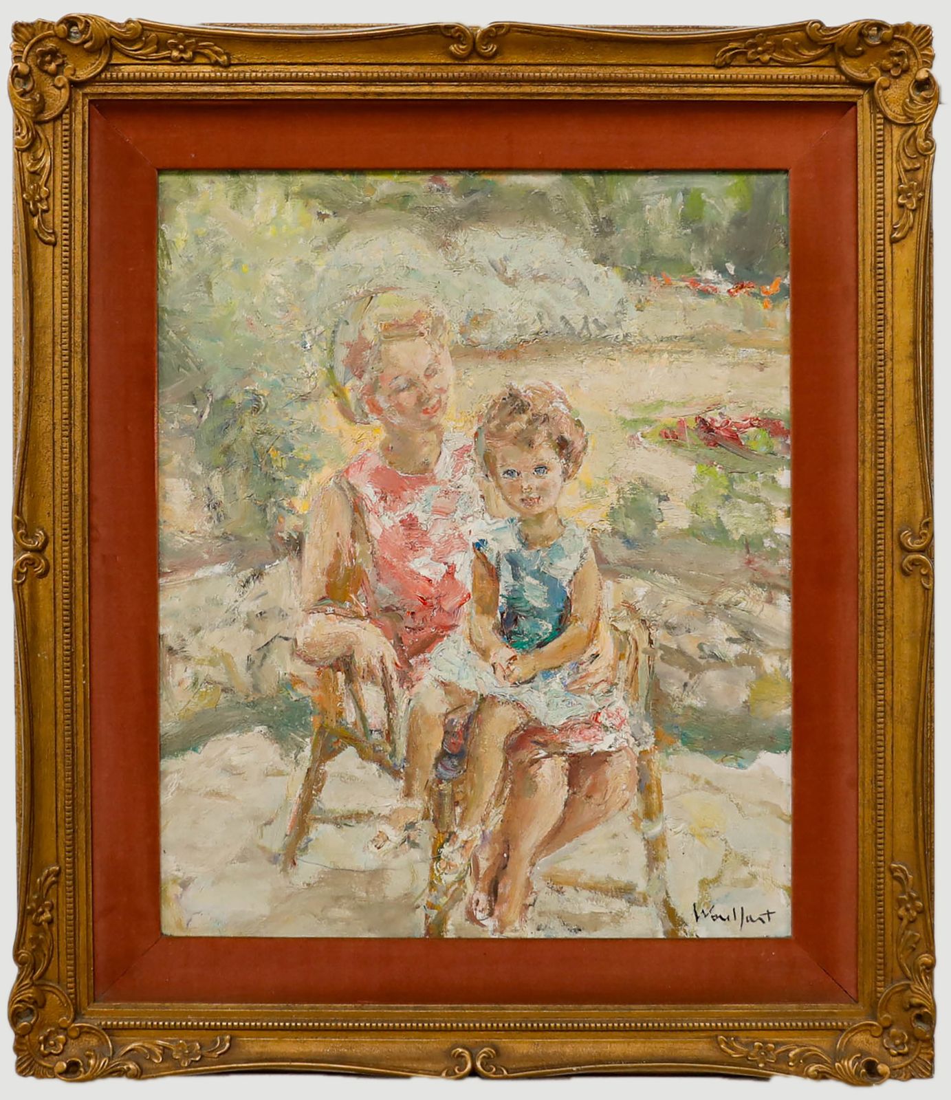 Marius Woulfart (1905 1991) Framed Oil, Portrait Of A Mother & Child