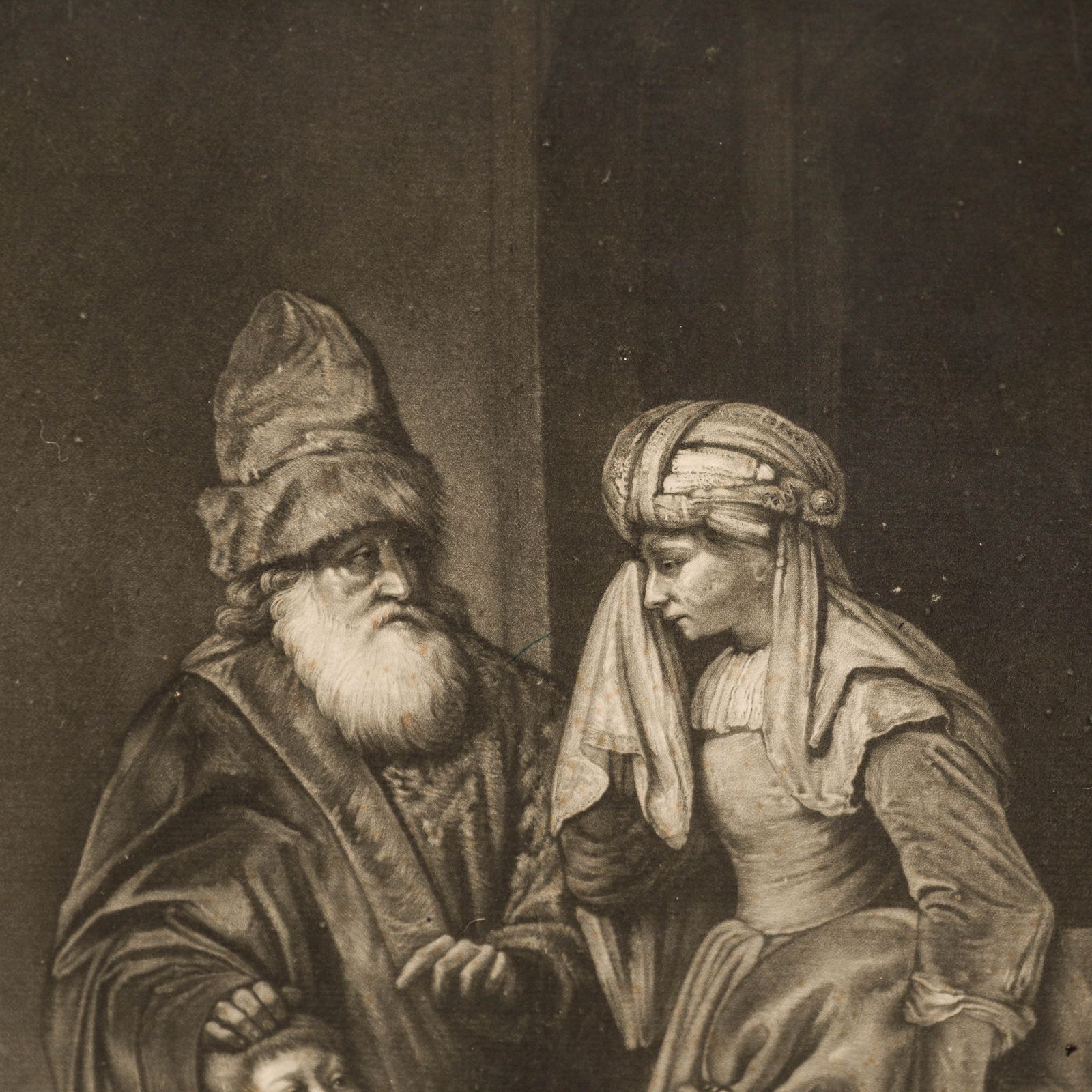 John Spilsbury (1730 1795) After Rembrandt 18thc Mezzotint, Hagar's Departure photo Art
