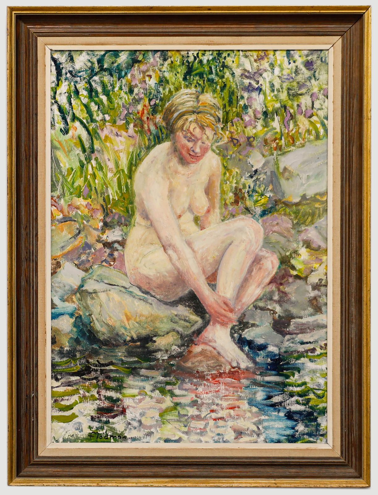 Flodman 20th Century Oil, Bather In The Rock Pool