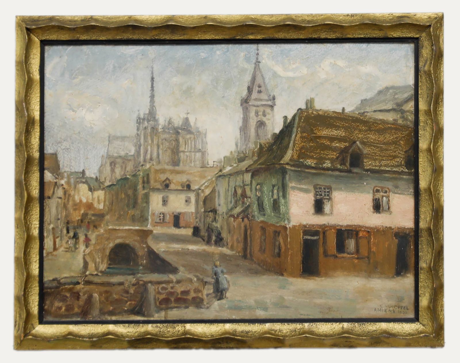 Edmond Van Offel (1871 1959) Framed Mid 20th Century Oil, City Of Amiens