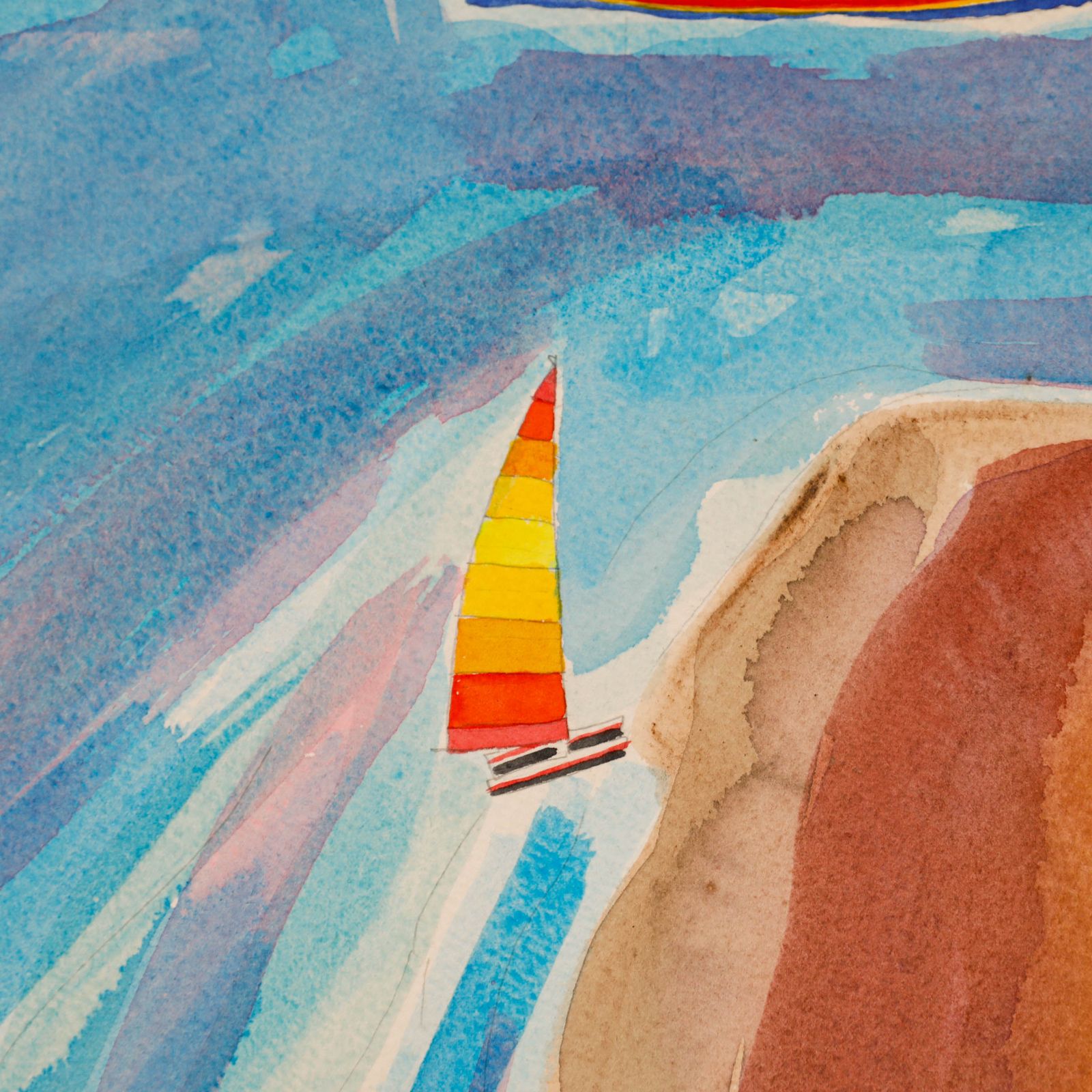 Daphne Sandham (B.1950) Contemporary Watercolour, The Beach photo for sale