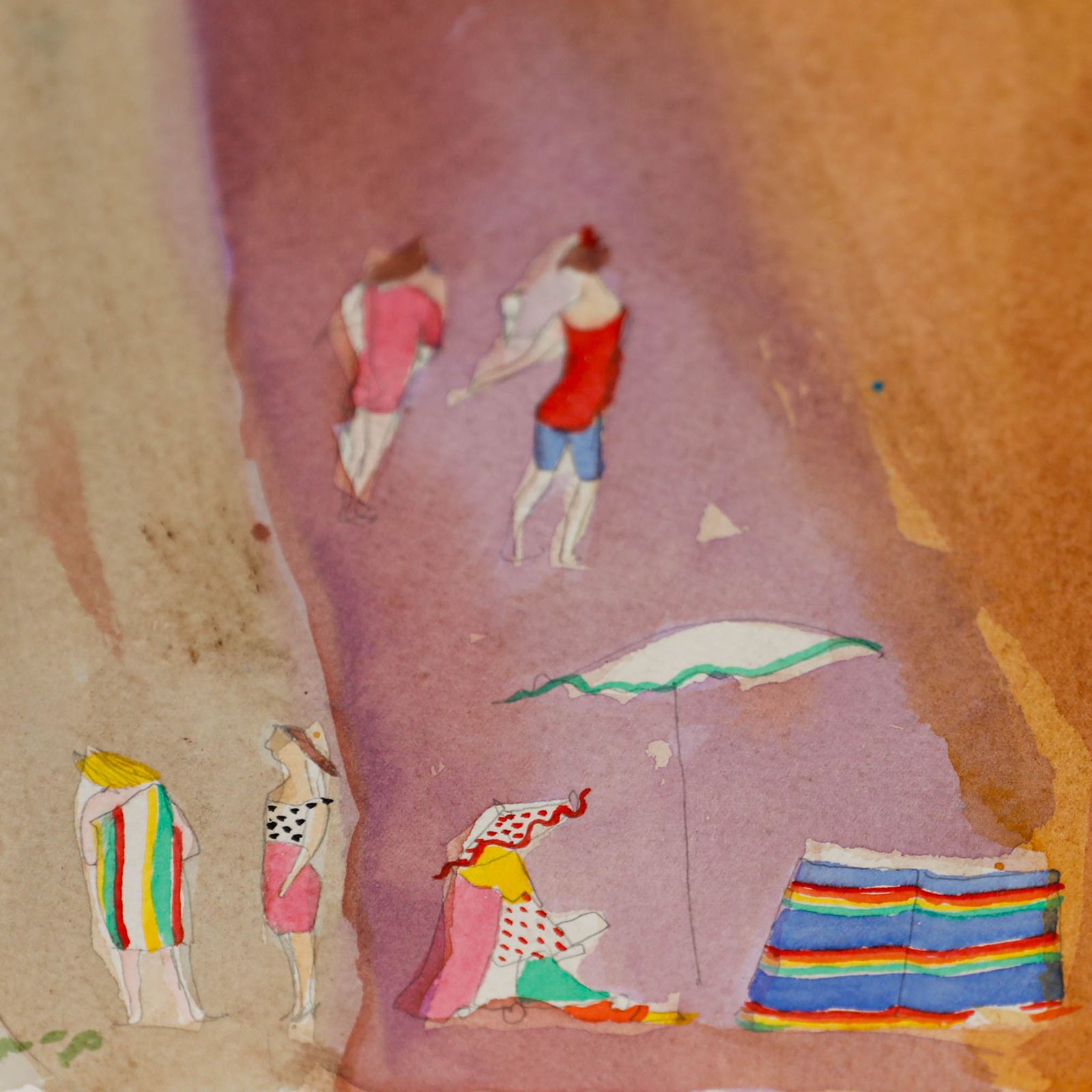 Daphne Sandham (B.1950) Contemporary Watercolour, The Beach photo Art