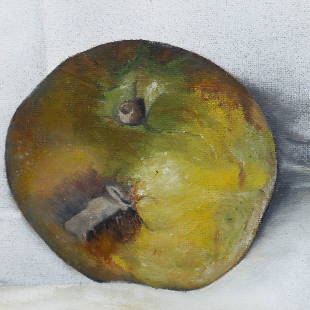 Framed 20th Century Oil Still Life Of A Cooking Apple photo Art