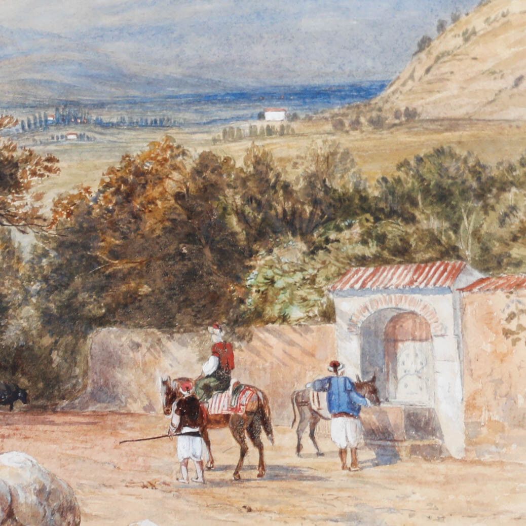 Framed Late 19th Century Watercolour North African Landscape photo Art