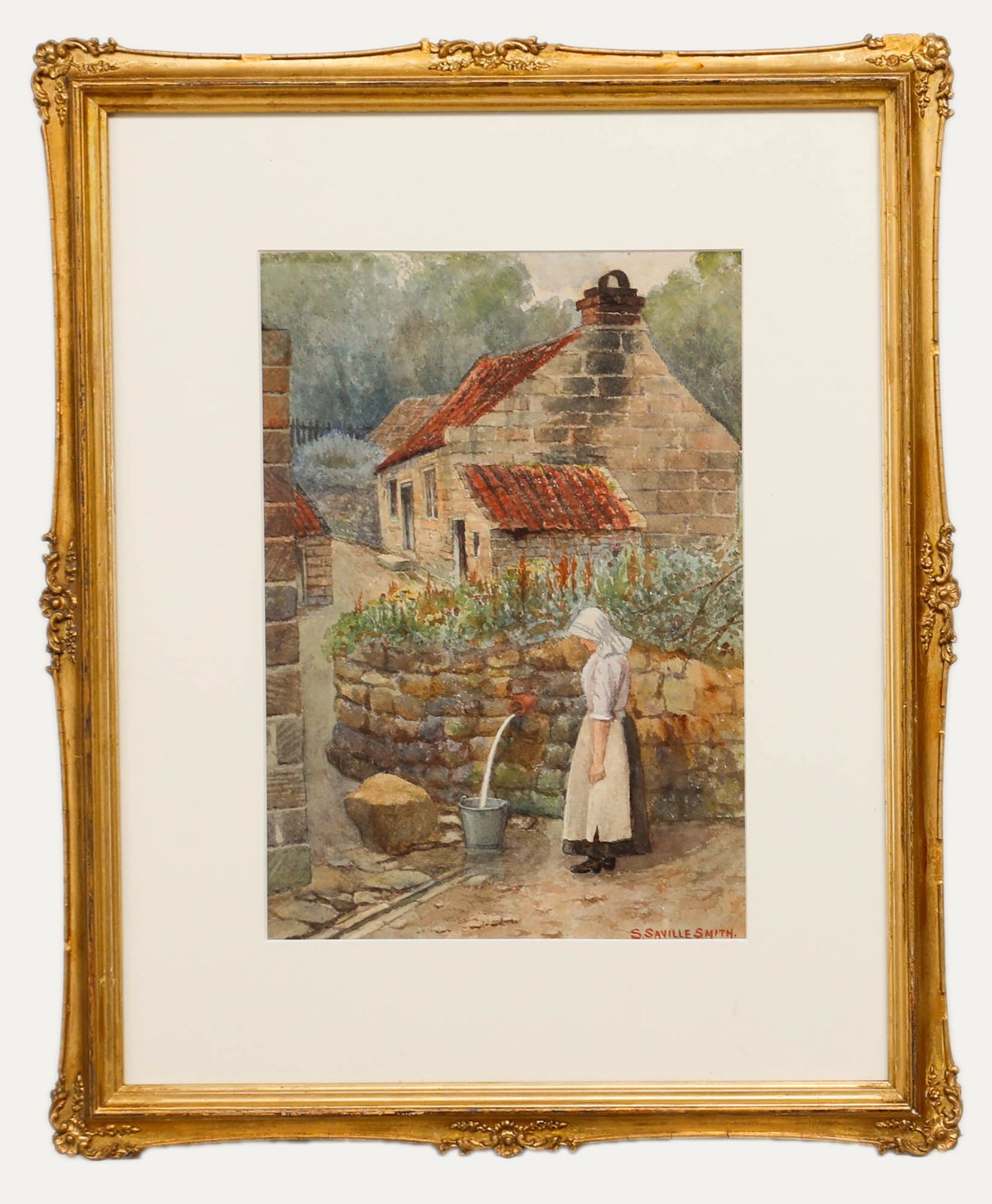 S. Saville Smith Framed Late 19th Century Watercolour, Fetching Water
