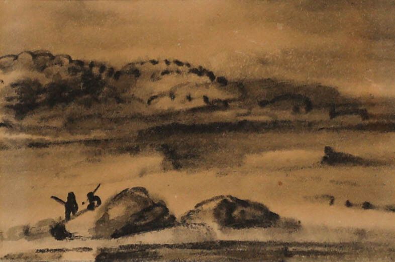 Manner Of Hercules Brabazon Brabazon (1821 1906)  Ink Wash, Misty Lake photo furniture
