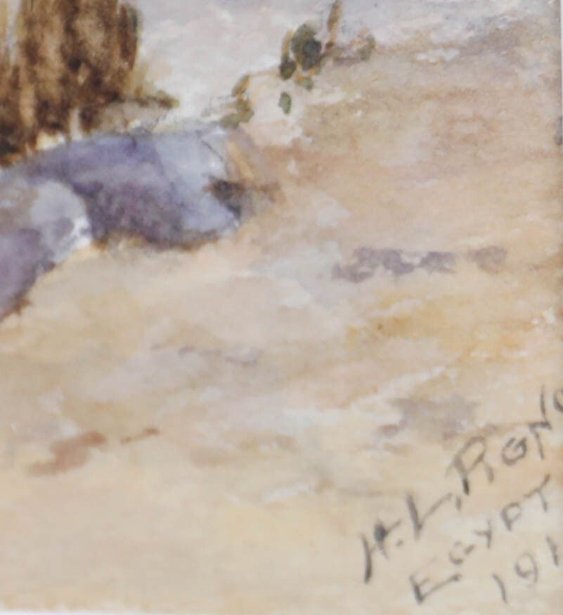 H. L. Pignon Framed Early 20th Century Watercolour, Camel Rider At Sunset photo vinterior
