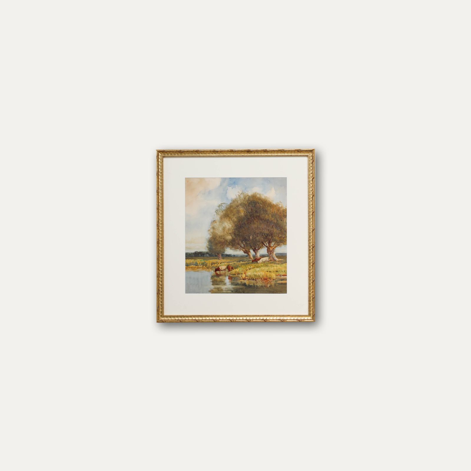 Edward Brook Framed Early 20th Century Watercolour, Cattle By The River photo buy
