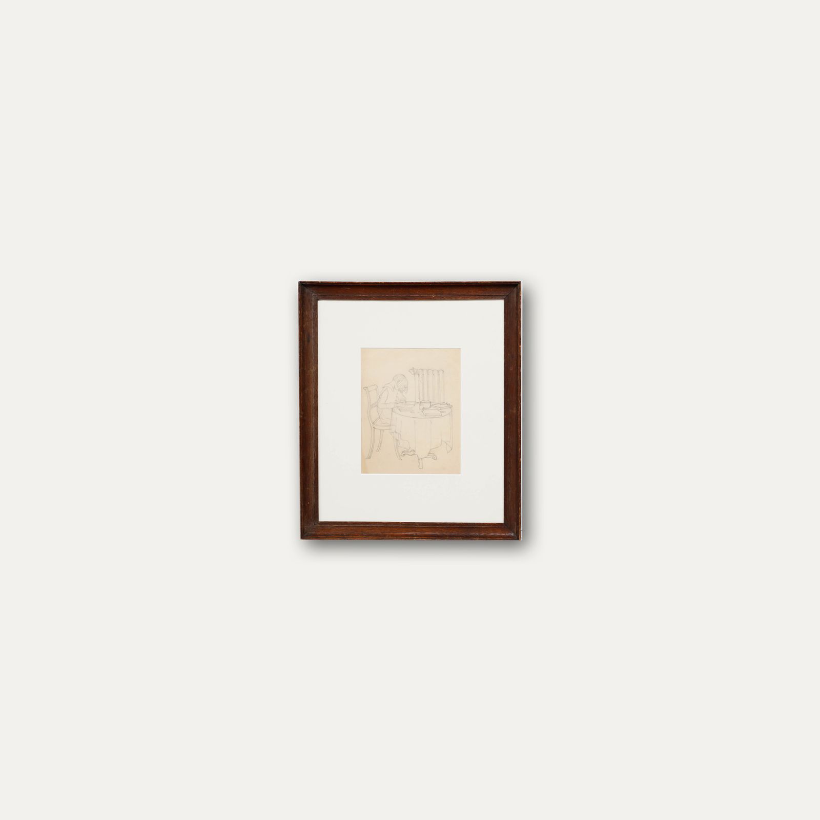 Brynhild Parker (1907 1987) Graphite Drawing, Young Girl Drawing At A Table photo vinterior