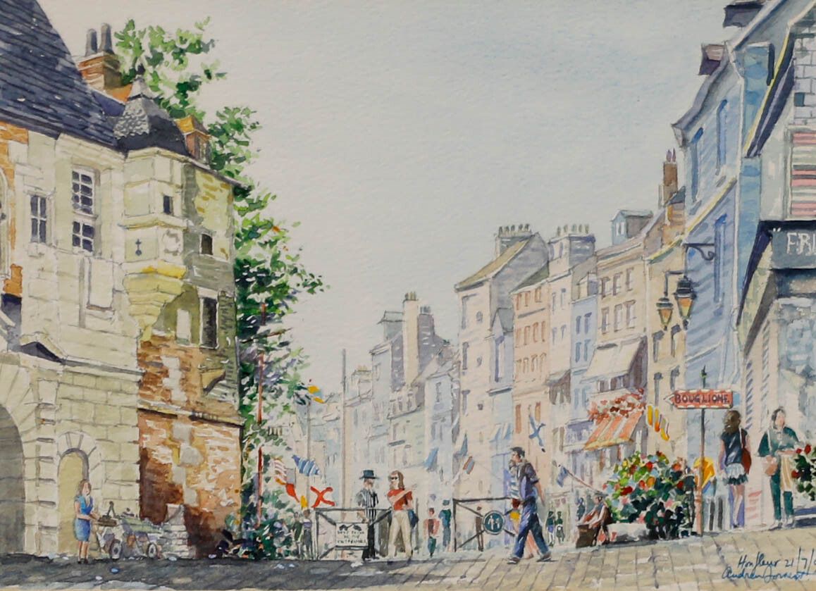 Andrew Geoffrey Forrest (B.1947) Framed 20th Century Watercolour, Honfleur photo furniture