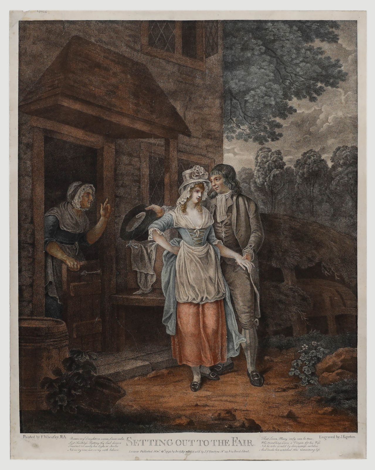 After Francis Wheatley  1792 Stipple Engraving, Setting Out To The Fair