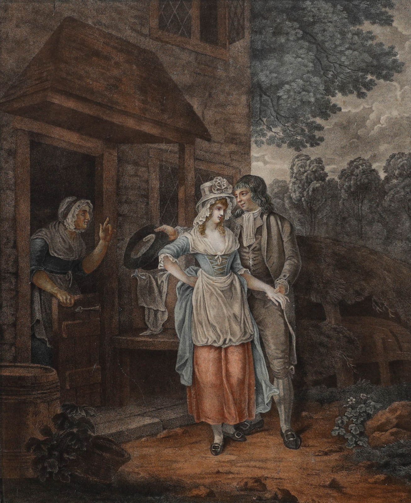 After Francis Wheatley  1792 Stipple Engraving, Setting Out To The Fair photo furniture