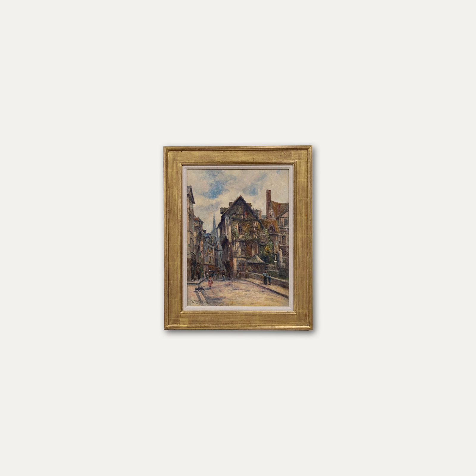 19th Century Oil La Rue Saint Rouen photo buy