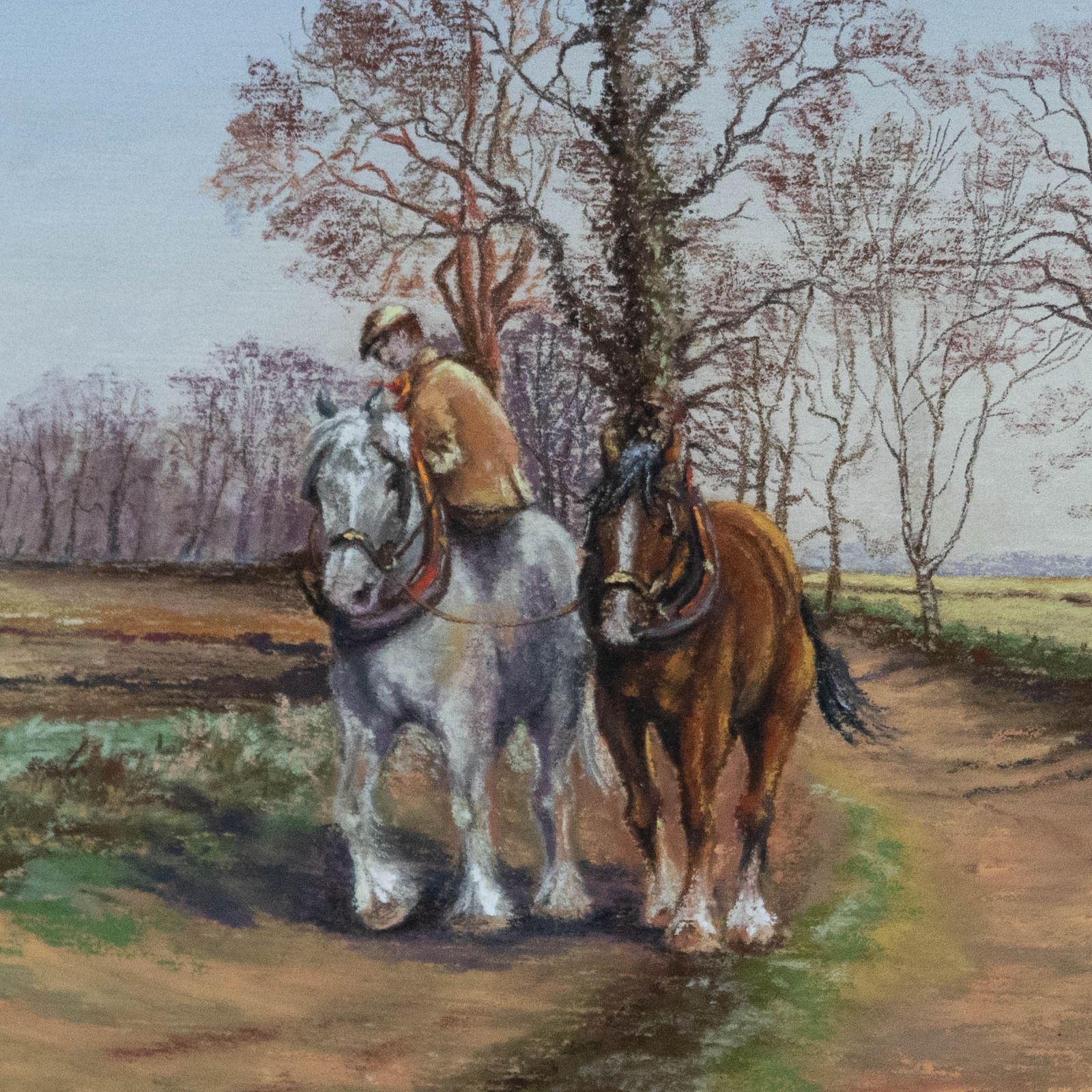 Maurice J. Bush Framed 20th Century Pastel, Heading Home photo Art