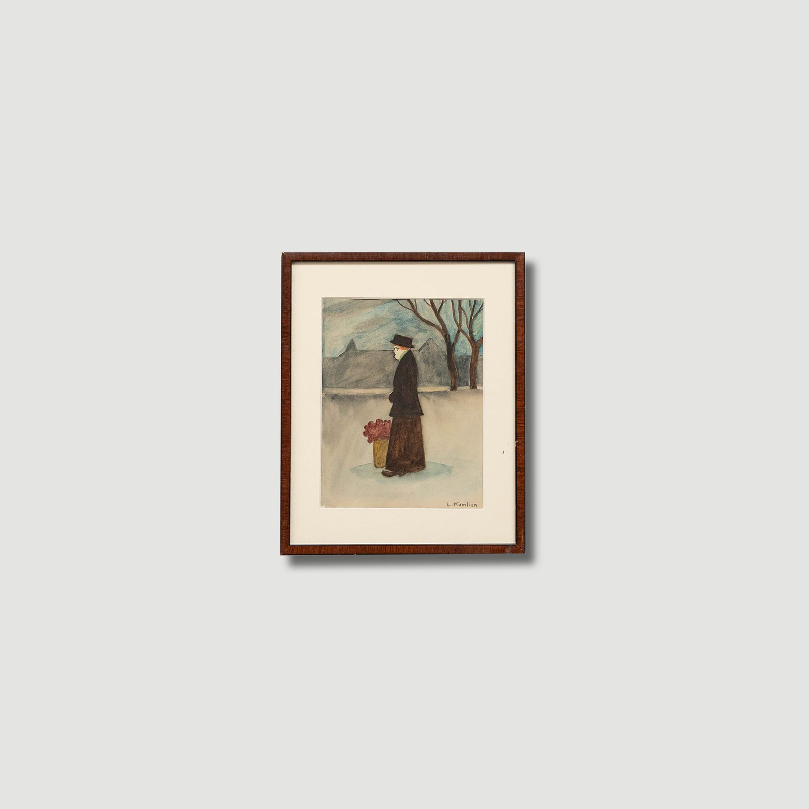 Ludvig Kumlien (1880 1958)  Framed Watercolour, Portrait Of A Woman With Flowers photo buy